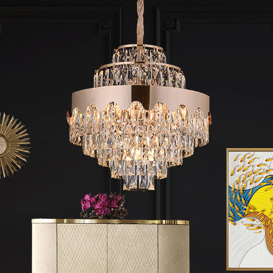 Modern Gold Crystal Tiered Chandelier - 7/12 Lights Dining Room Pendant