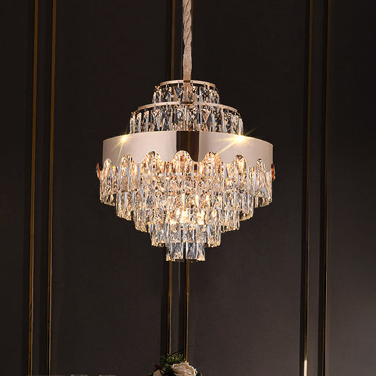 Modern Gold Crystal Tiered Chandelier - 7/12 Lights Dining Room Pendant