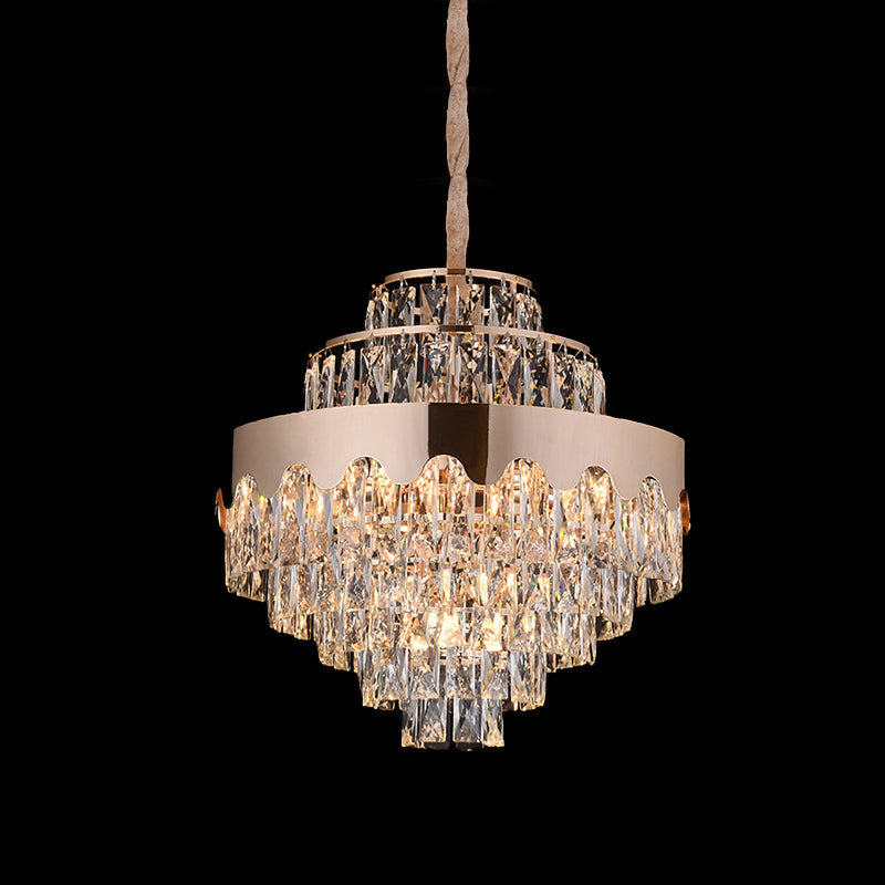 Modern Gold Crystal Tiered Chandelier - 7/12 Lights Dining Room Pendant