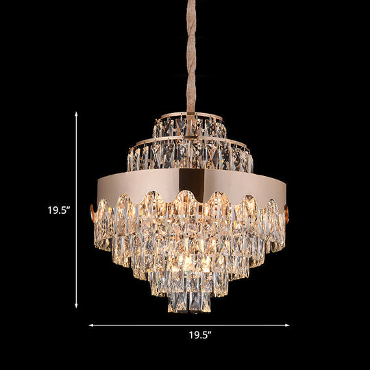 Modern Gold Crystal Tiered Chandelier - 7/12 Lights Dining Room Pendant