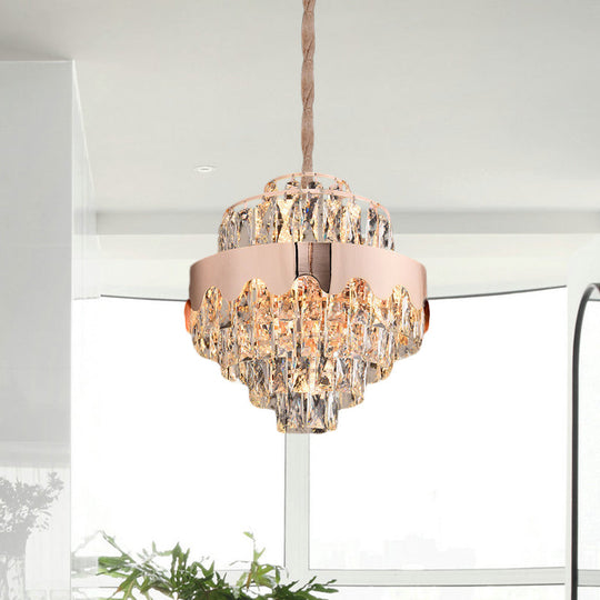 Modern Gold Crystal Tiered Chandelier - 7/12 Lights Dining Room Pendant