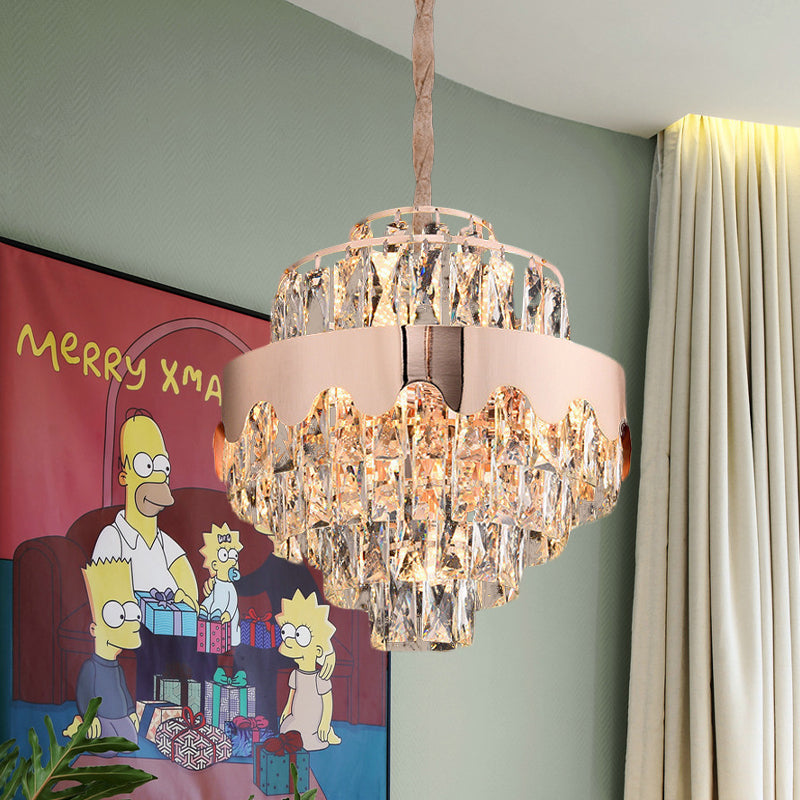 Modern Gold Crystal Tiered Chandelier - 7/12 Lights Dining Room Pendant