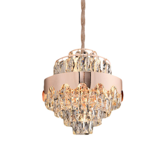 Modern Gold Crystal Tiered Chandelier - 7/12 Lights Dining Room Pendant