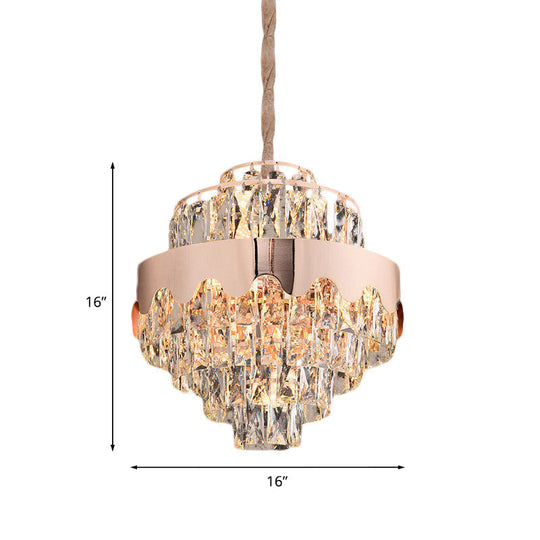 Modern Gold Crystal Tiered Chandelier - 7/12 Lights Dining Room Pendant