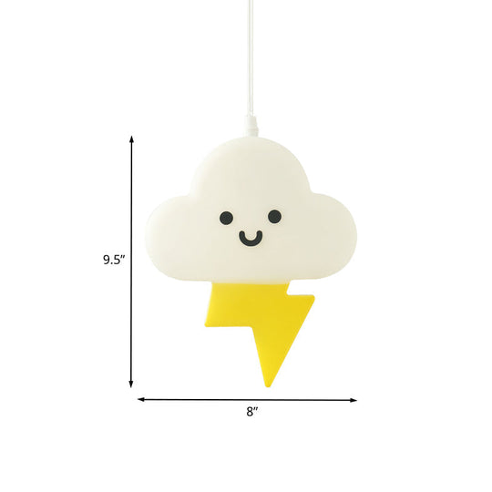 White-Yellow Nordic Cloud Led Pendant Lamp For Kids Bedroom