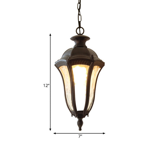 Farmhouse Urn Pendant Light Fixture | Clear Dimpled Glass Dark Coffee