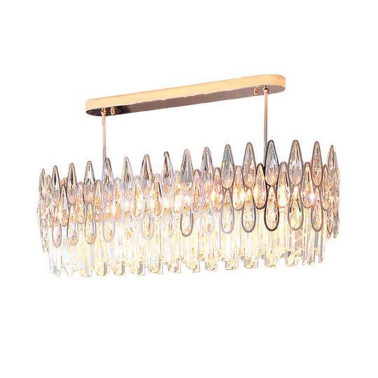 Modern Gold Island Lighting With Crystal Tiers And 10 Lights