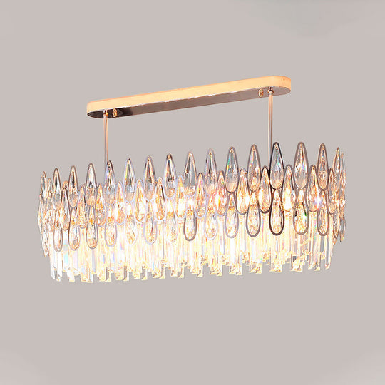 Modern Gold Island Lighting With Crystal Tiers And 10 Lights