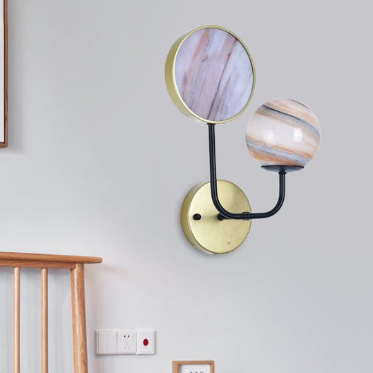 Modern Nordic Style Round Wall Light - Black/Gold Finish Led Moon Glass Lamp Gold