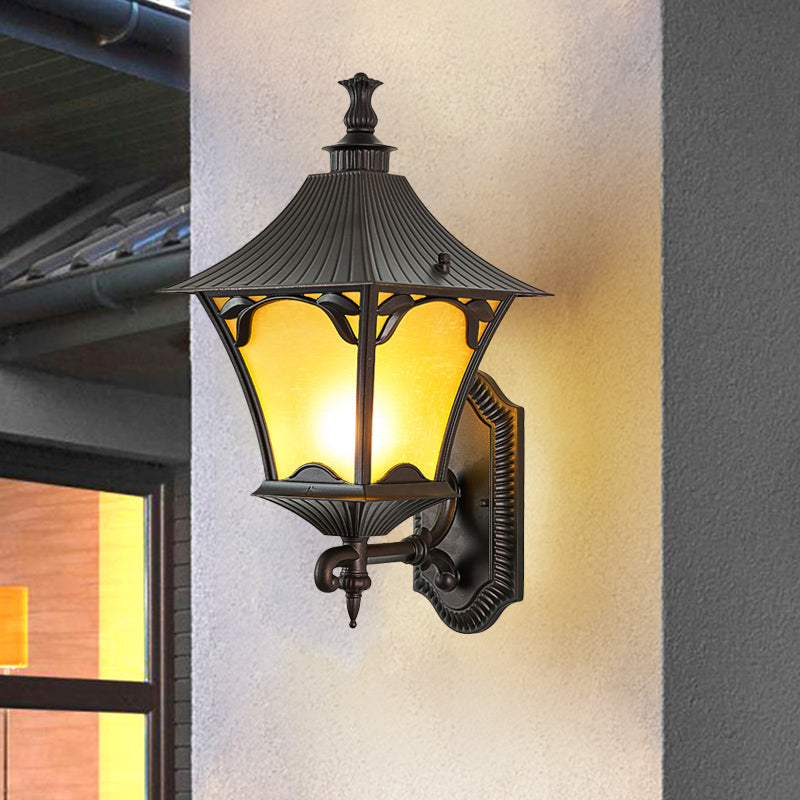 Rustic Yellow Glass Wall Sconce - Outdoor 1-Light Fixture