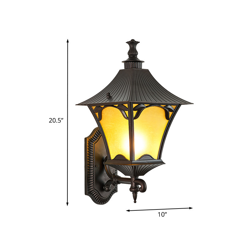 Rustic Yellow Glass Wall Sconce - Outdoor 1-Light Fixture