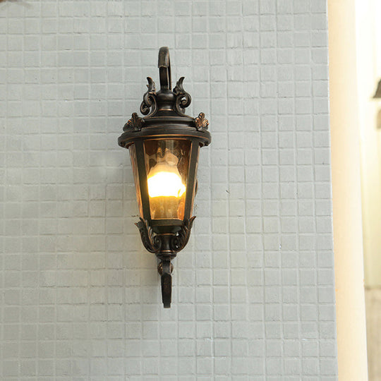 Cottage Style Wall Mount Sconce Lamp With Amber Glass Shade