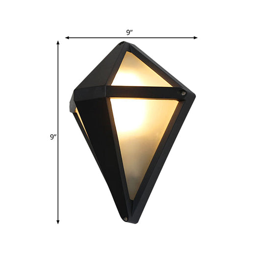 Rustic Opal Glass Wall Sconce With Dark Coffee Diamond Design - 1-Light Balcony Lighting Fixture