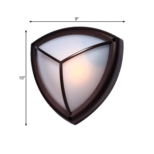 Rustic Opal Glass Wall Sconce With Dark Coffee Diamond Design - 1-Light Balcony Lighting Fixture