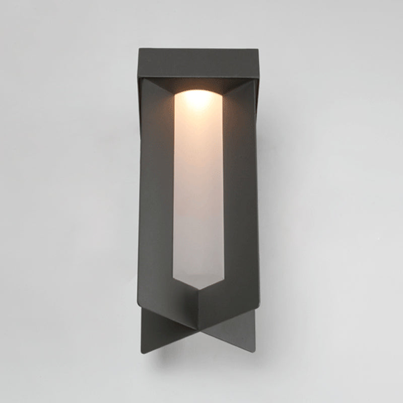 Traditional Gray Aluminum Surface Wall Sconce With Cream Glass Shade - Rectangle Light