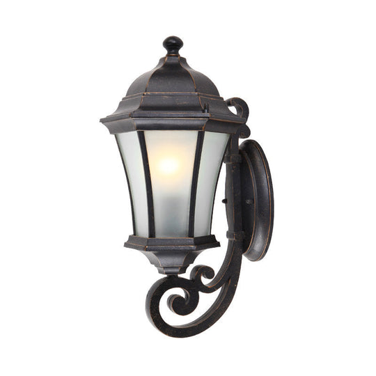 Black Frosted Glass Lantern Wall Sconce - Traditional 1 Light Fixture