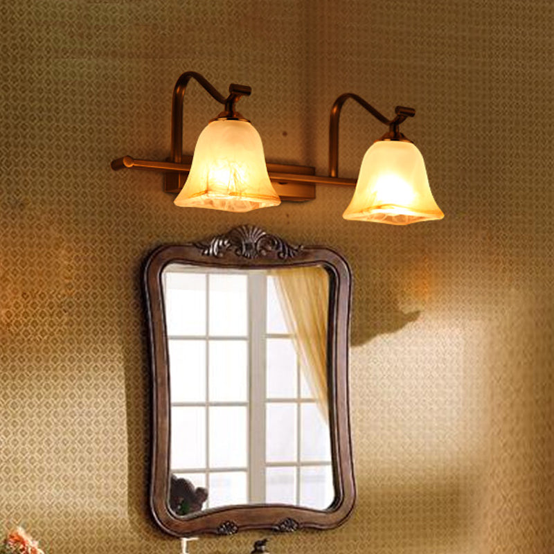 Country Bell Vanity Light Fixture - Wall Mounted 2/3 Lights With Frosted White Glass Ideal For