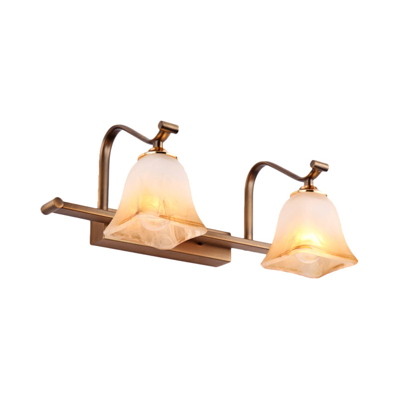 Country Bell Vanity Light Fixture - Wall Mounted 2/3 Lights With Frosted White Glass Ideal For