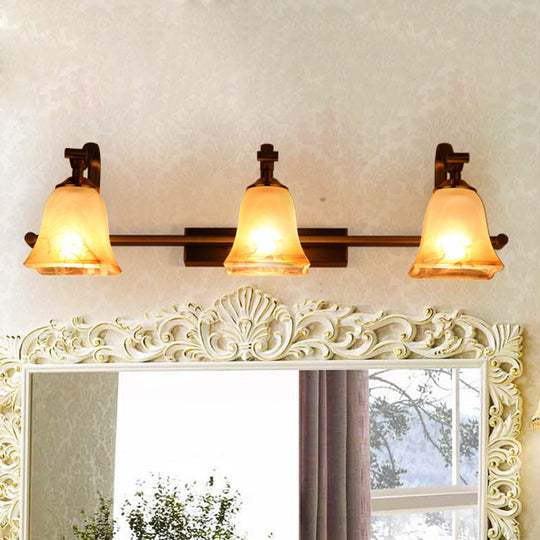 Country Bell Vanity Light Fixture - Wall Mounted 2/3 Lights With Frosted White Glass Ideal For