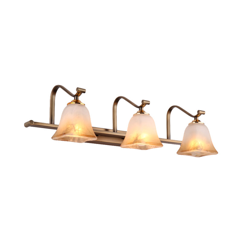 Country Bell Vanity Light Fixture - Wall Mounted 2/3 Lights With Frosted White Glass Ideal For