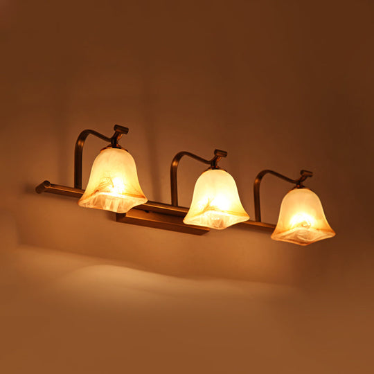 Country Bell Vanity Light Fixture - Wall Mounted 2/3 Lights With Frosted White Glass Ideal For