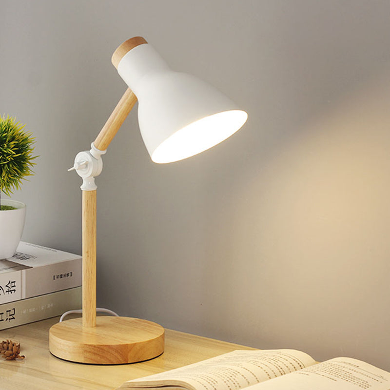 Modernist Domed Metal Desk Light - Rotatable Reading Lamp For Study Room In White/Pink/Yellow And