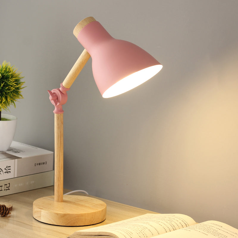 Modernist Domed Metal Desk Light - Rotatable Reading Lamp For Study Room In White/Pink/Yellow And