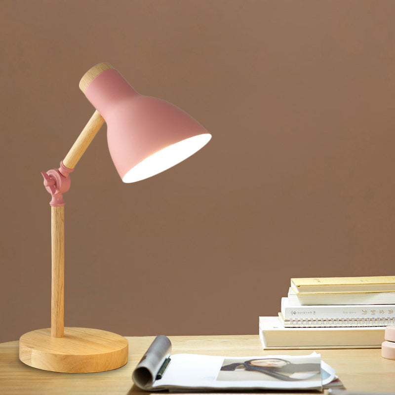 Modernist Domed Metal Desk Light - Rotatable Reading Lamp For Study Room In White/Pink/Yellow And