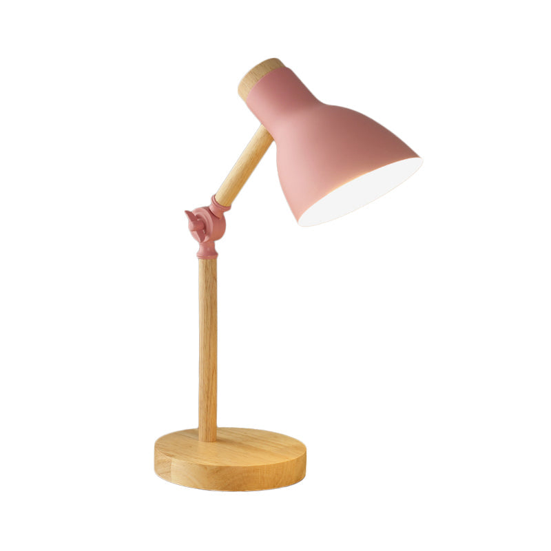 Modernist Domed Metal Desk Light - Rotatable Reading Lamp For Study Room In White/Pink/Yellow And