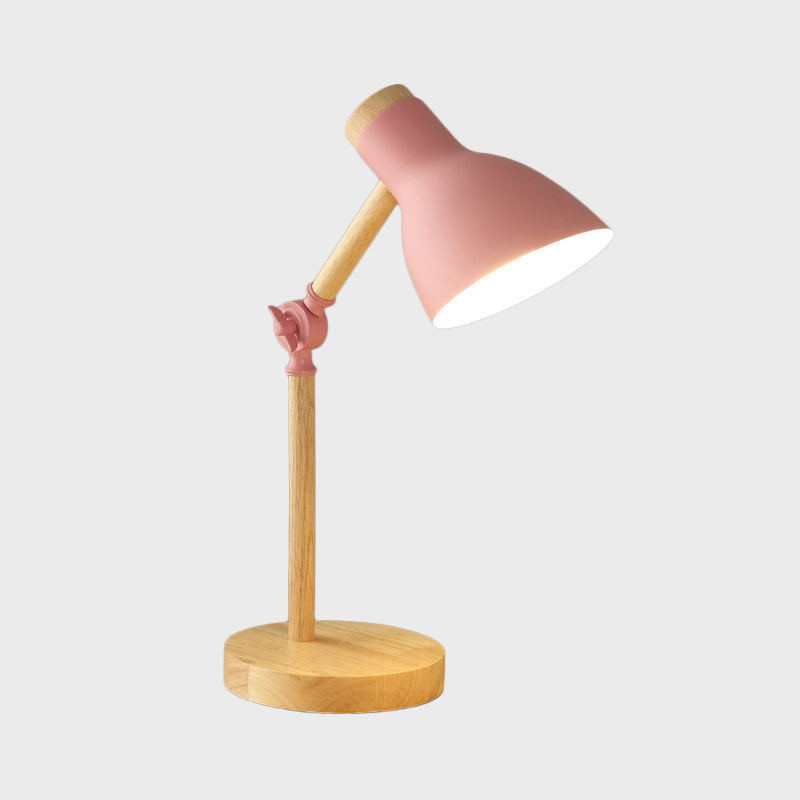 Modernist Domed Metal Desk Light - Rotatable Reading Lamp For Study Room In White/Pink/Yellow And