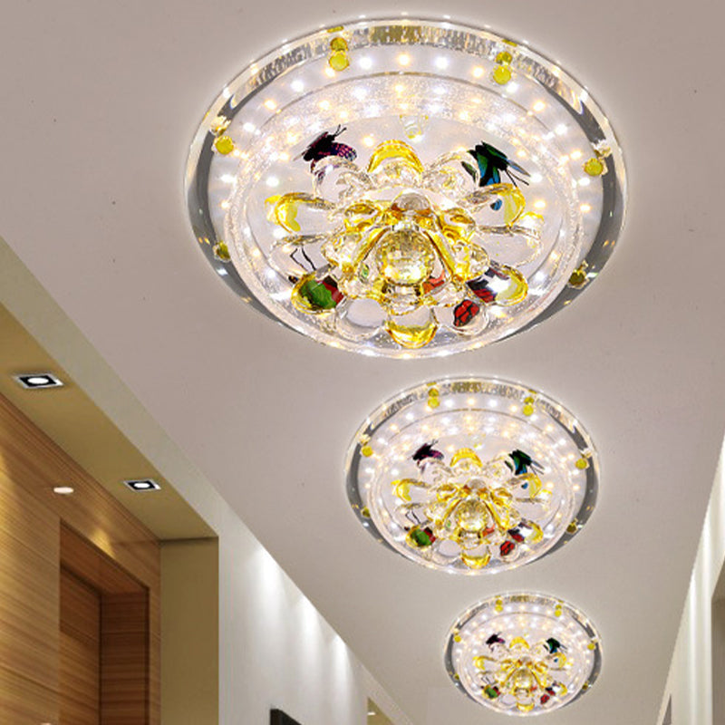 Modern Led Yellow Flushmount Petals Ceiling Light Fixture In Warm/White