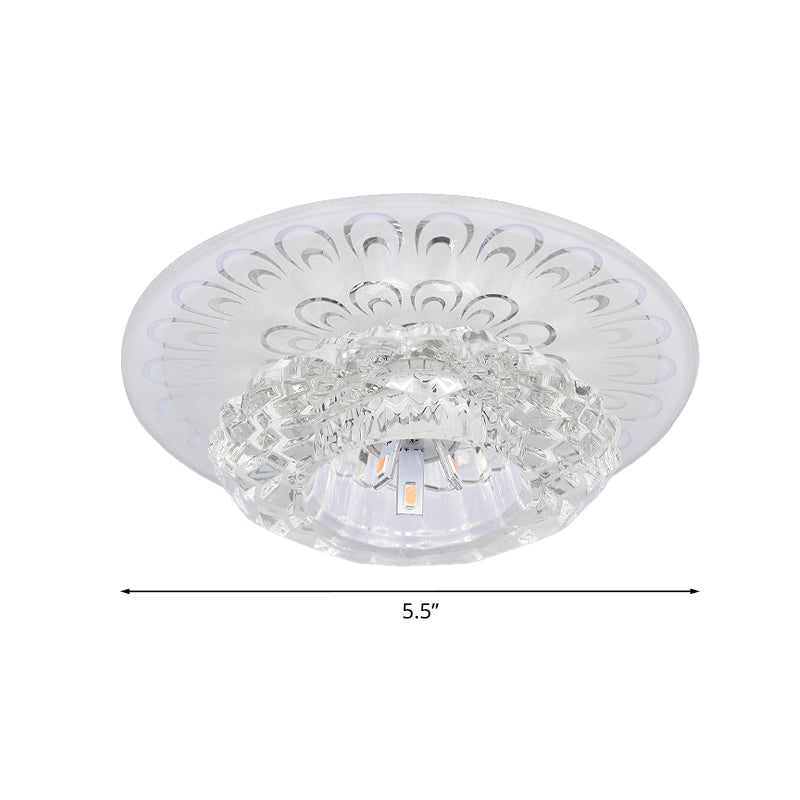 Modern Crystal Flower Hotel Flush Mount Led Ceiling Light Fixture - Layered Design 5.5/7 Wide