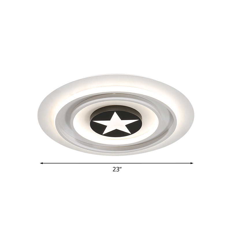 White Star Flushmount Cartoon Acrylic Led Ceiling Light In Warm/White