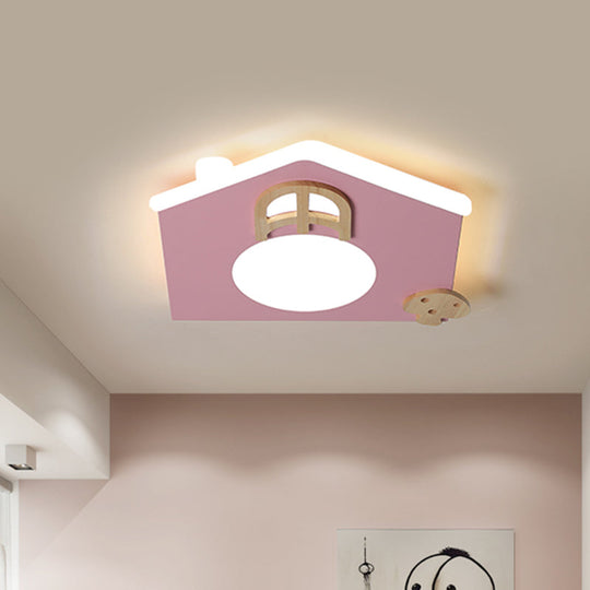 Cartoon LED Flushmount Lamp: Acrylic Thin Flush Light for Kids Room - Pink/Blue