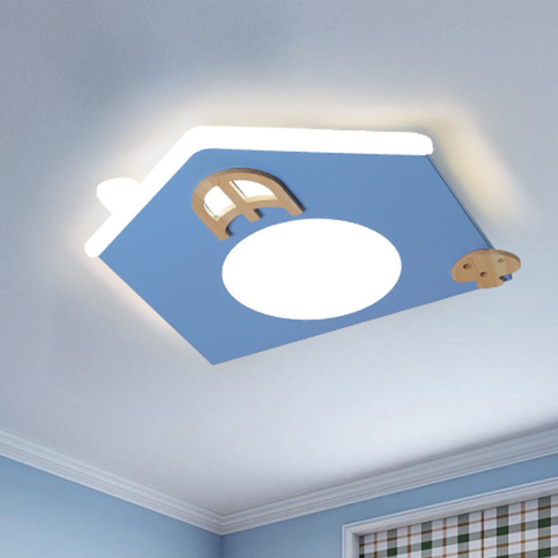 Cartoon LED Flushmount Lamp: Acrylic Thin Flush Light for Kids Room - Pink/Blue