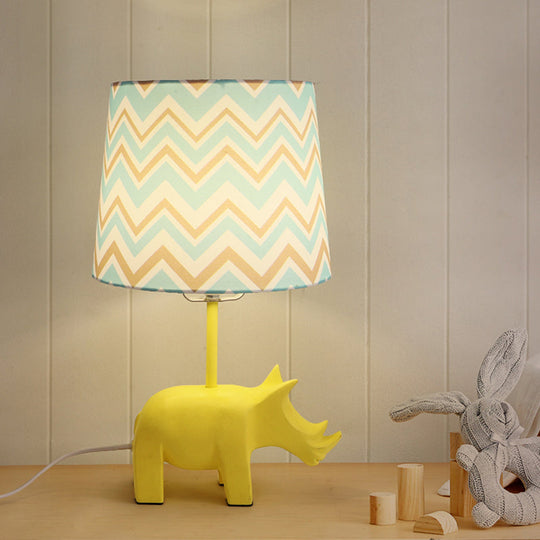 Colorful Cartoon Animal Table Lamp With Fabric Shade - Pink Elephant Peacock Blue Or Yellow