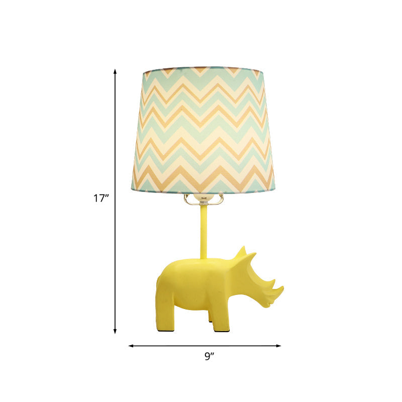 Colorful Cartoon Animal Table Lamp With Fabric Shade - Pink Elephant Peacock Blue Or Yellow