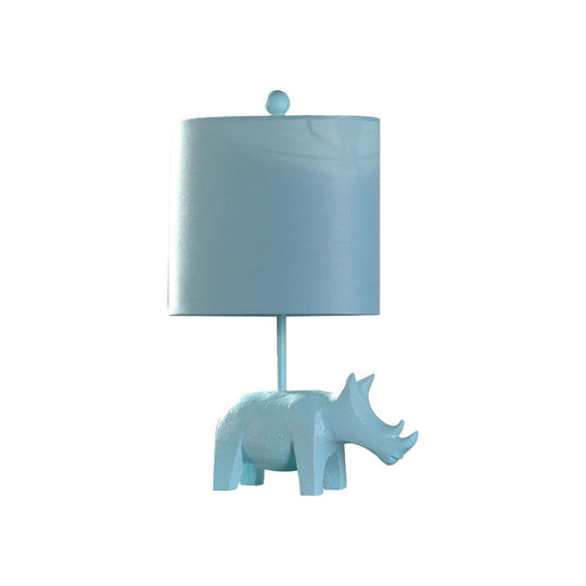 Colorful Cartoon Animal Table Lamp With Fabric Shade - Pink Elephant Peacock Blue Or Yellow