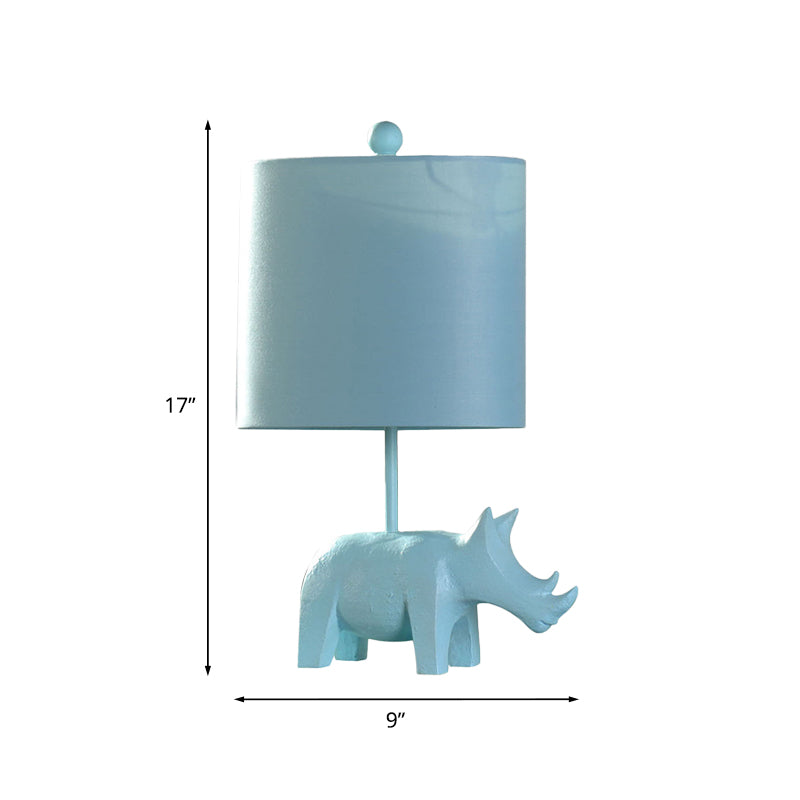 Colorful Cartoon Animal Table Lamp With Fabric Shade - Pink Elephant Peacock Blue Or Yellow