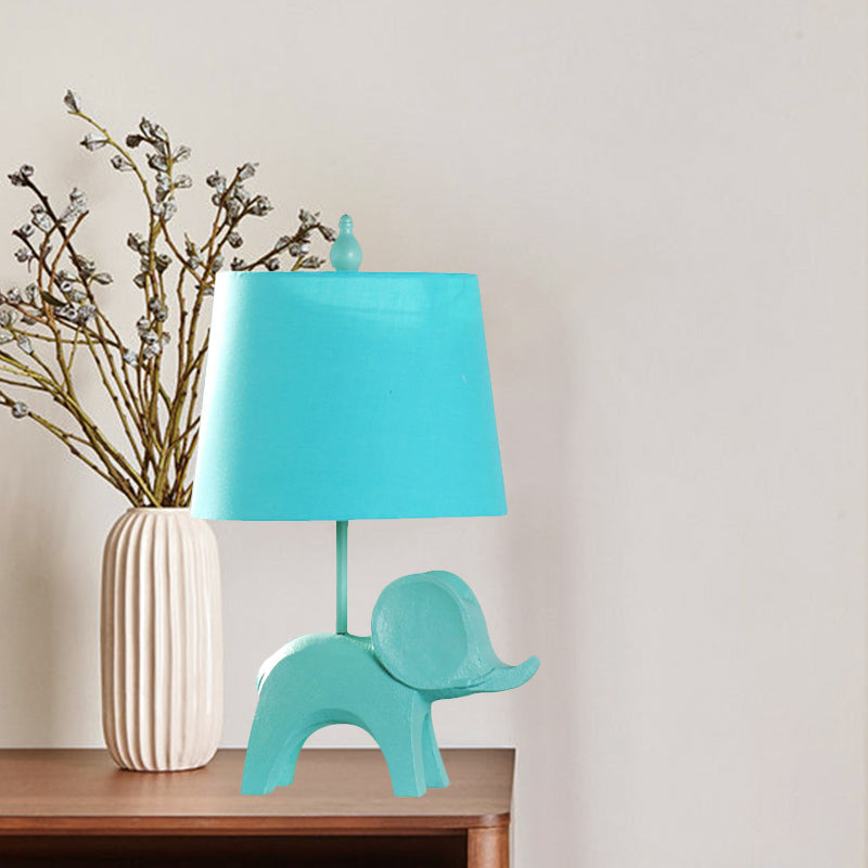 Colorful Cartoon Animal Table Lamp With Fabric Shade - Pink Elephant Peacock Blue Or Yellow