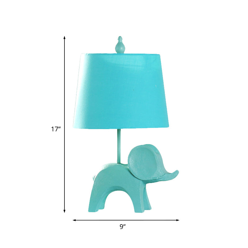 Colorful Cartoon Animal Table Lamp With Fabric Shade - Pink Elephant Peacock Blue Or Yellow