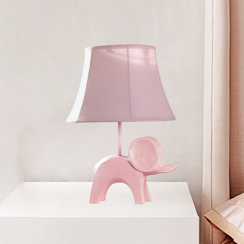 Colorful Cartoon Animal Table Lamp With Fabric Shade - Pink Elephant Peacock Blue Or Yellow