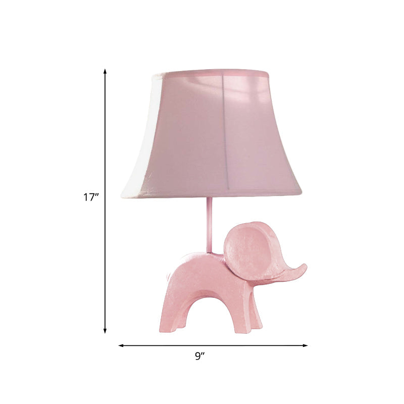 Colorful Cartoon Animal Table Lamp With Fabric Shade - Pink Elephant Peacock Blue Or Yellow