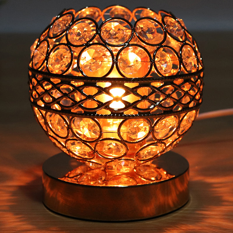 Retro Gold Crystal Globe Night Light With Aromatherapy Plate - Bedroom Lamp