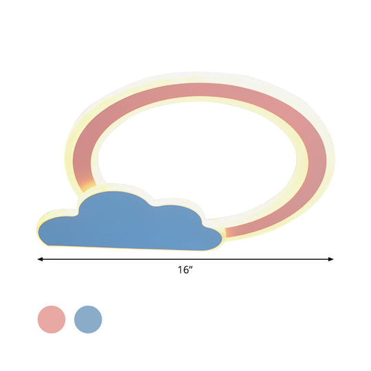 Cloud And Loop Flushmount Lamp For Kids Room Blue/Pink Finish Minimalist Led Acrylic Lighting