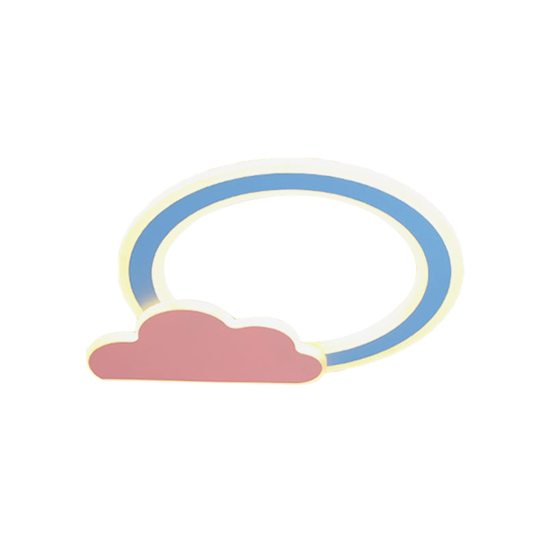 Cloud and Loop Flushmount Lamp for Kids Room – Blue/Pink Finish, Minimalist LED Acrylic Lighting