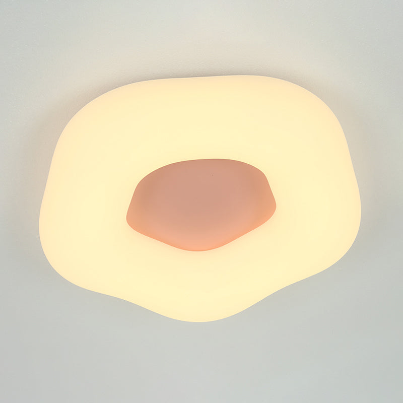 Nordic Acrylic Led Doughnut Flushmount Light For Kids Bedroom In White/Blue/Pink