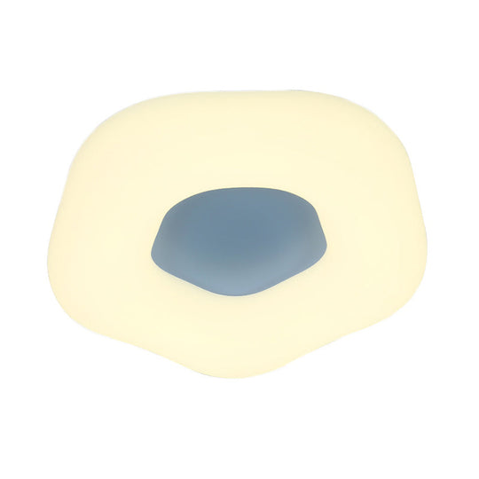 Nordic Acrylic LED Doughnut Flushmount Light for Kids' Bedroom in White/Blue/Pink