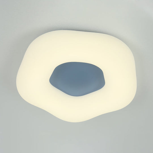 Nordic Acrylic LED Doughnut Flushmount Light for Kids' Bedroom in White/Blue/Pink