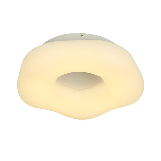 Nordic Acrylic LED Doughnut Flushmount Light for Kids' Bedroom in White/Blue/Pink